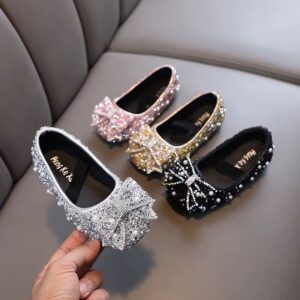 Girls Sparkly Double Strap Party Shoes